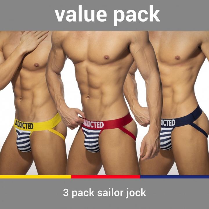 Actual product image Addicted Three Pack Sailor Push Up Jockstrap (L, pack of 3)