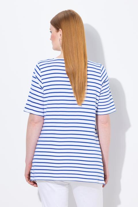 Produktbild Ulla Popken Ringelshirt, A-Linie, Rundhals, Halbarm, Pima Cotton (50, 52)
