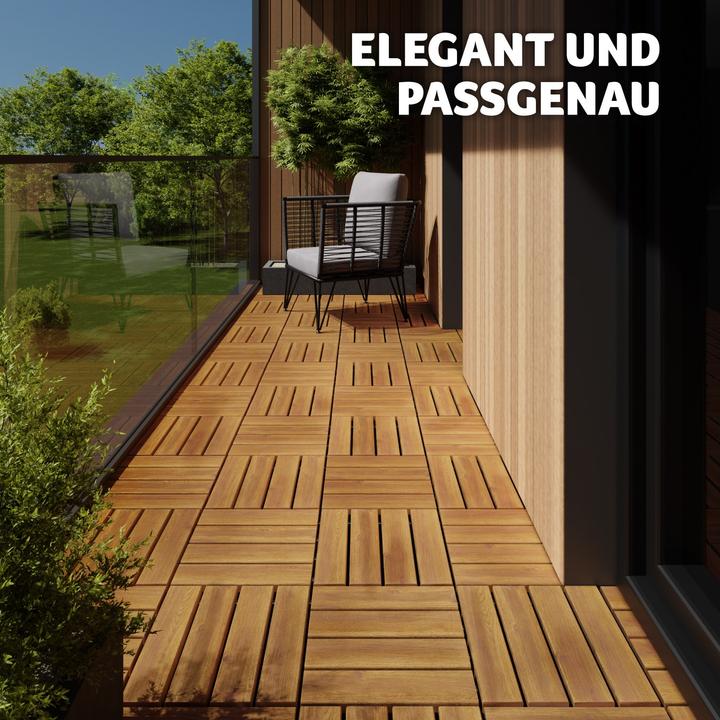 Actual product image tectake 20er Set Terrassenfliesen Tabula Akazienholz, je 4 Lamellen (20 x)