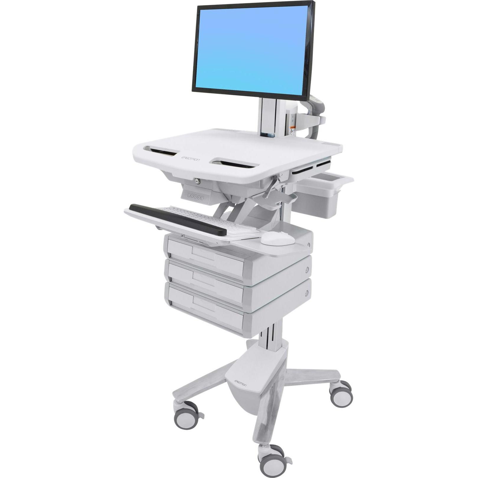 Ergotron Cart with LCD Pivot, 3 Drawers - Wagen - für LCD-Display / PC-Ausrüstung (offene, Notebookwagen, Grau