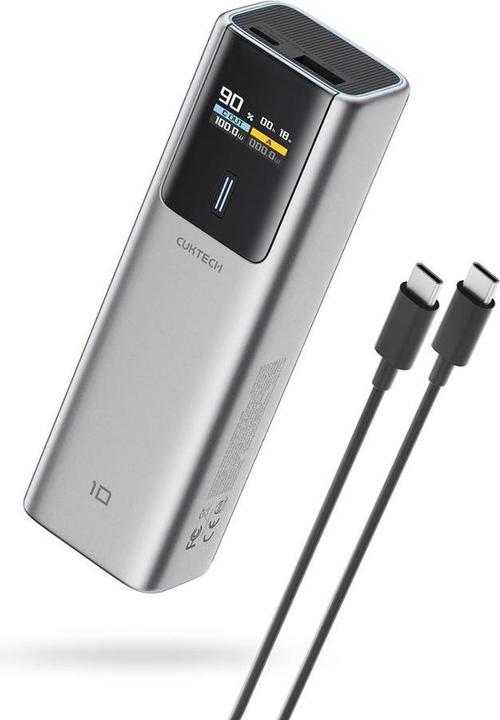 Cuktech Other goods CUKP200NGLDG 55W 20000mAh Powerbank with Built-in USB-C Cable - Gray (20000 mAh, 55 W)