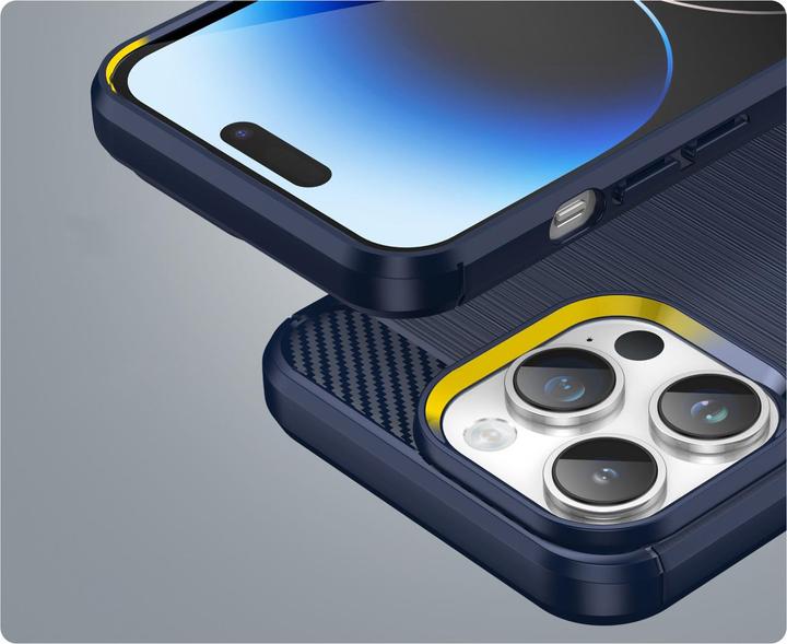 Produktbild Hurtel Carbon Case for iPhone 14 Pro Max flexible gel back cover blue (Apple iPhone 14 Pro Max)