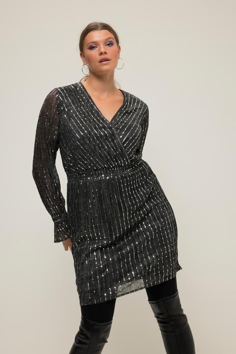 Produktbild Studio Untold Kleid, fitted Fit, Pailletten, Minilänge, V-Ausschnitt, Rüschen-Langarm (50, 52)