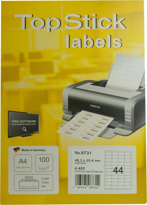 Produktbild TopStick TOP STICK Universal-Etiketten, 48,3 x 25,4 mm, weiá