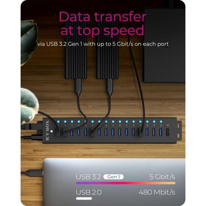 Produktbild Icy Box IB-HUB1717-U3 (USB-C, 17 Ports)