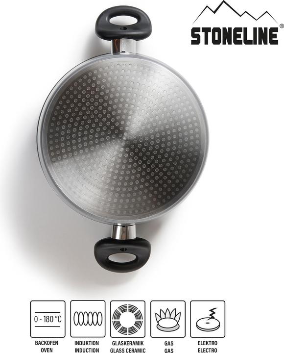 Actual product image Stoneline Saucepan 20 cm, with glass lid, non-stick frying pot, induction and oven-safe (Pot, Cast aluminium, 20 x 9.50 cm)