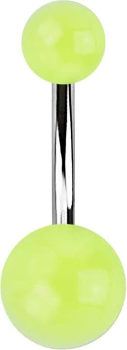 Produktbild Star Piercing Banane silber mit zwei Kugeln zweifarbig gelb "Glow" (ohne Messing, Acryl, Chirurgenstahl 316L)