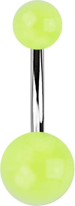 Image du produit Star Piercing Banane silber mit zwei Kugeln zweifarbig gelb "Glow" (sans laiton, Acrylique, Acier chirurgical 316L)