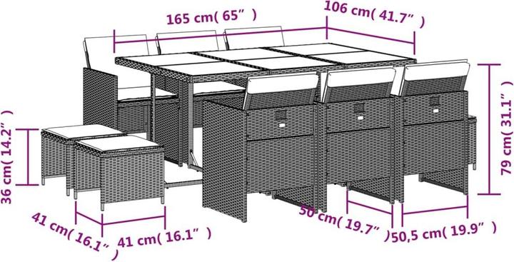 Actual product image vidaXL Garten Essgruppe (165 x 106 x 73 cm)