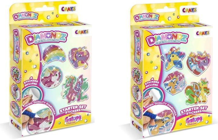 Produktbild Craze DIAMONDZ Starter Set Stickers Galupy Unicorn - Diamond Painting Kinder Aufkleber Set, DIY Diam