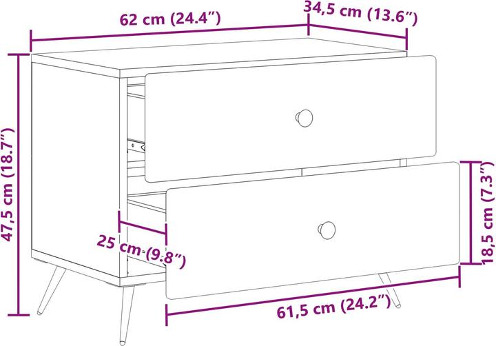 Produktbild vidaXL Nachttische (34.50 x 62 x 47.50 cm)