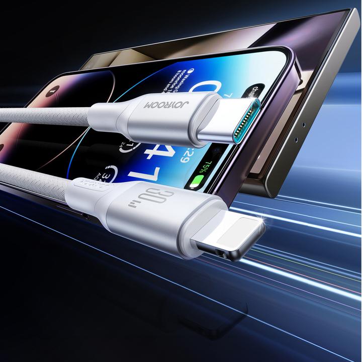 Produktbild Joyroom Flash Series Fast Charging USB-C to Lightning Cable 30W, 2m - White (2 m, USB 3.2 Gen 1, 30 W)