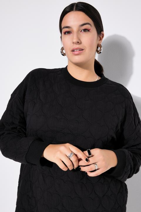 Actual product image Studio Untold Damen grosse Grössen Sweat-Minikleid, oversized, HEART-Stepp schwarz 42+ 838286100-42+ (42, 44)