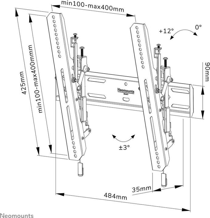 Image du produit Neomounts Support mural WL35S-850BL14 Noir (Mur, 48", 60 kg)