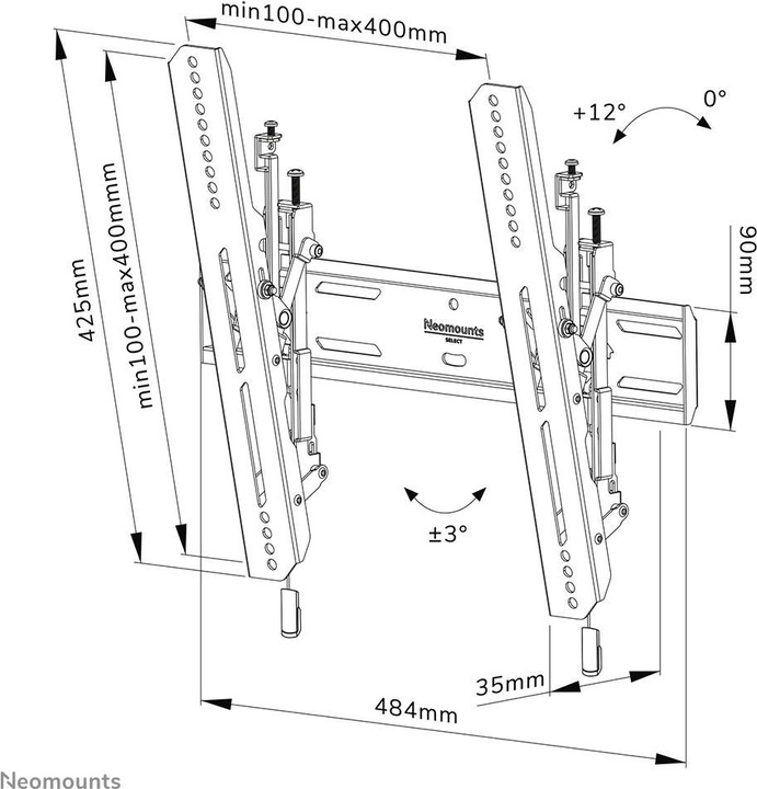 Actual product image Neomounts Wall Mount WL35S-850BL14 Black (Wall, 48", 60 kg)