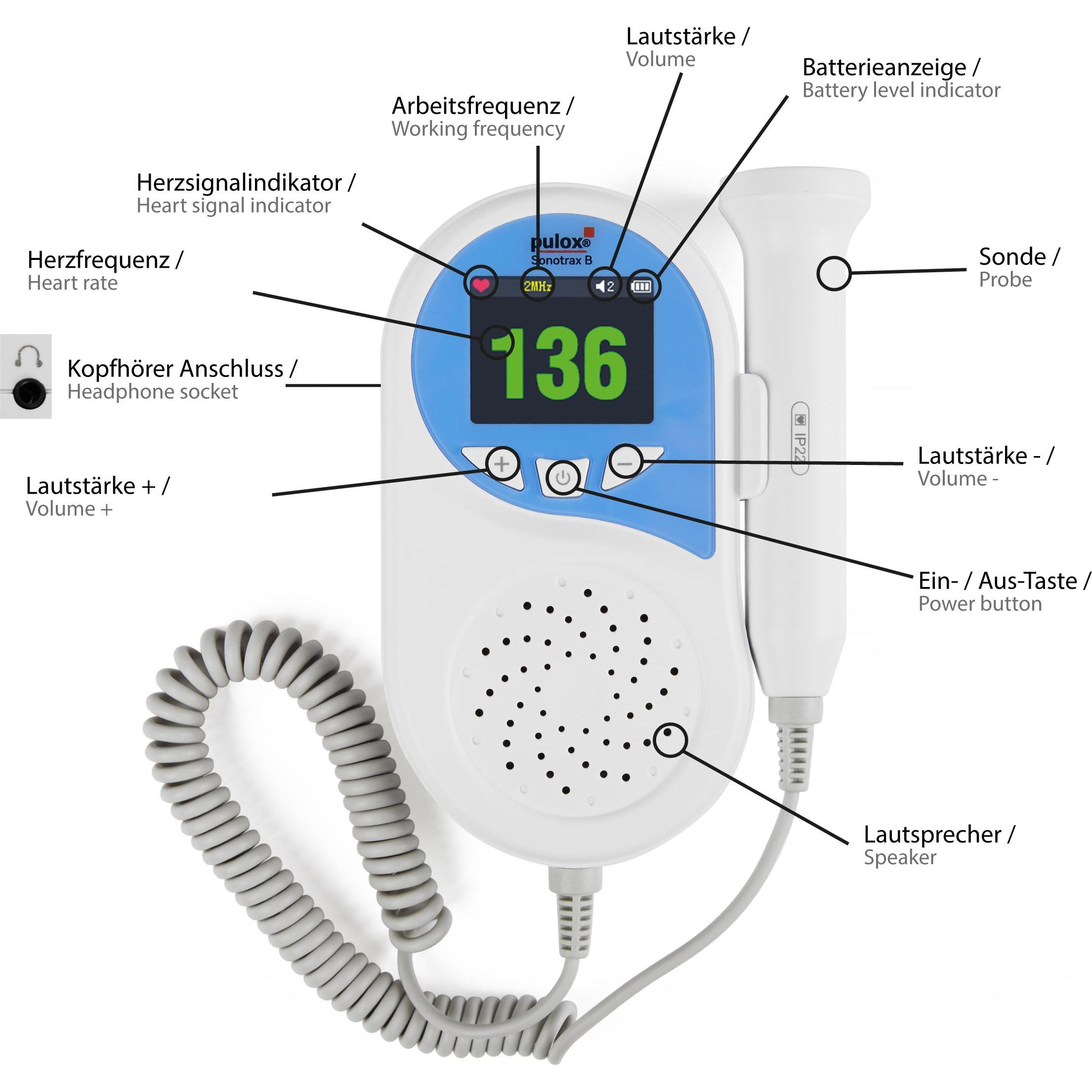 Thumbnail - Sonotrax, Babyphone, B Ultraschall (Fetal Doppler, 0.16 m)