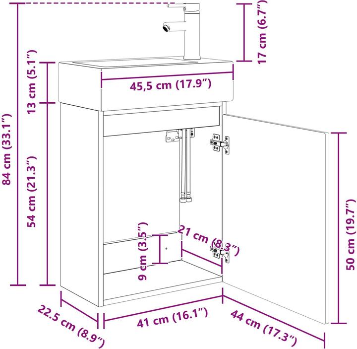 Actual product image vidaXL Badezimmer-Waschtisch (455 mm, 225 mm)
