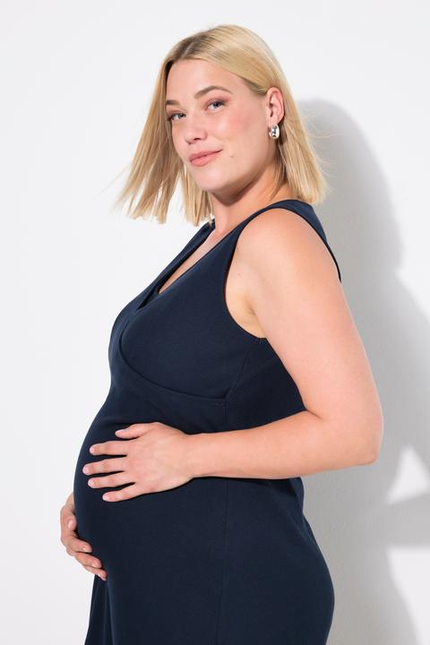 Produktbild Ulla Popken Bellieva-Kleid, Stillfunktion, Rippjersey, Wickeloptik, ärmellos (54)