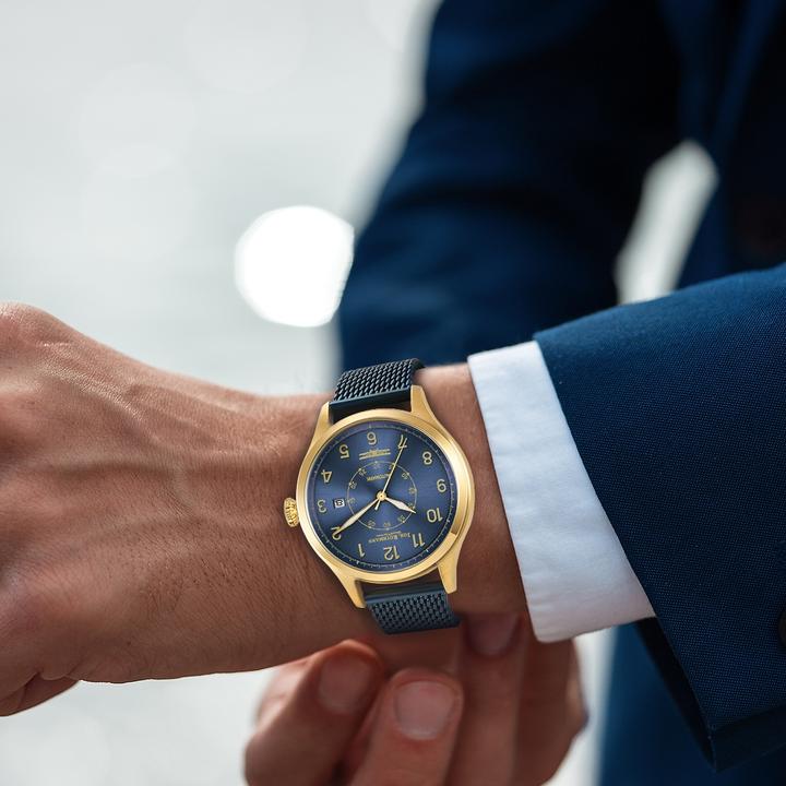 Image du produit John Rothmann Montre automatique Homme Flight en acier inoxydable bleu - 26861 (Montre analogique, 42 mm)