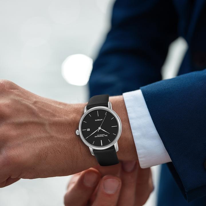 Actual product image John Rothmann Mens Automatic Watch Classic Genuine Leather Black - 26865 (Analogue wristwatch, 38.50 mm)