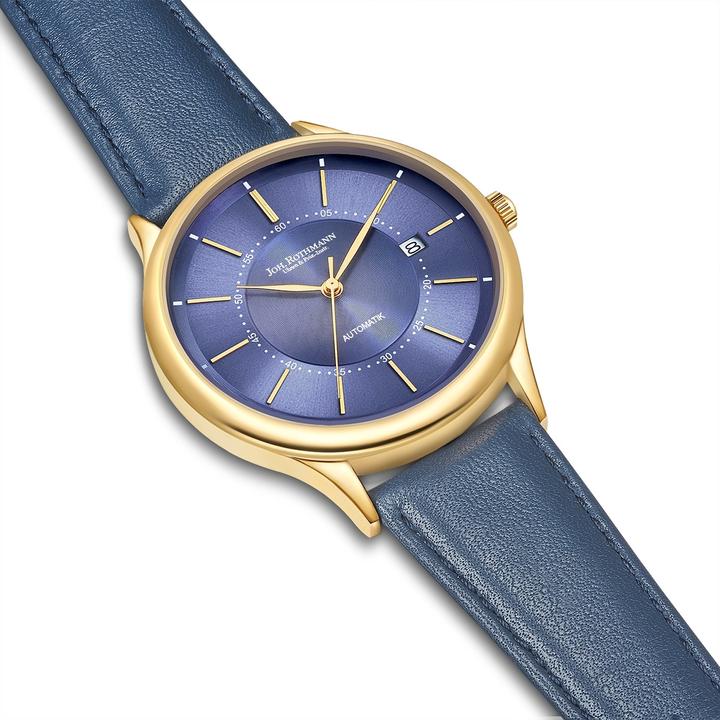 Actual product image John Rothmann Mens Automatic Watch Modern I. Genuine Leather Blue - 26879 (Analogue wristwatch, 40 mm)