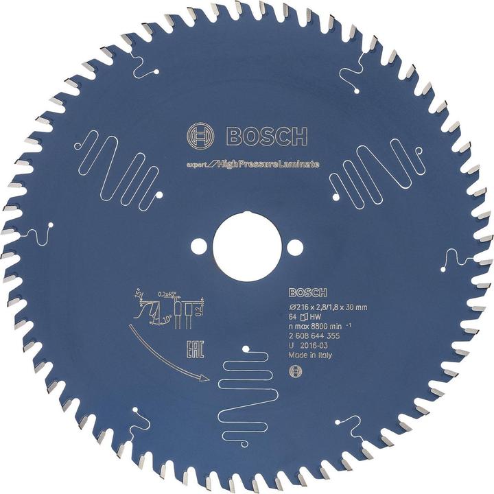 Produktbild Bosch Professional Zubehör Kreissägeblatt Expert for High Pressure Laminate, 216 x 30 x 2,8 mm, 64