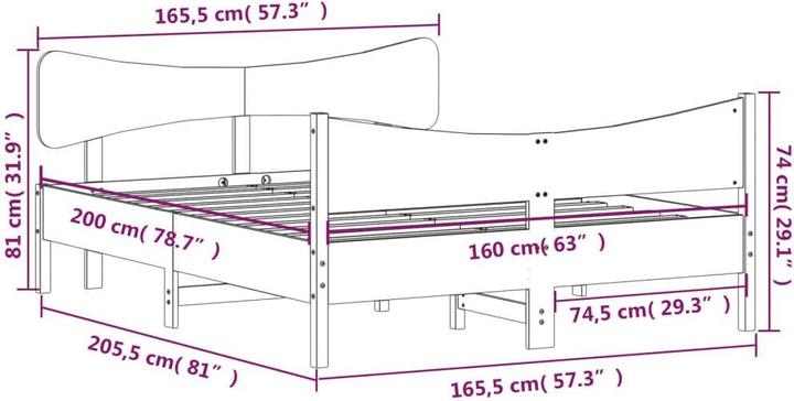 Actual product image vidaXL Bettrahmen (160 x 200 cm)