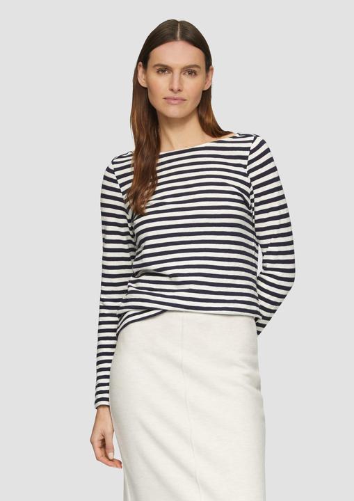 Produktbild S.Oliver T-Shirt Geringeltes Langarmshirt aus Flammgarn mit U-Boot-Ausschnitt (36)