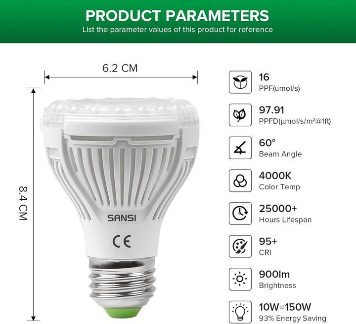 Immagine prodotto Sansi LED Pflanzenlampe Vollspektrum Grow Light (LED)