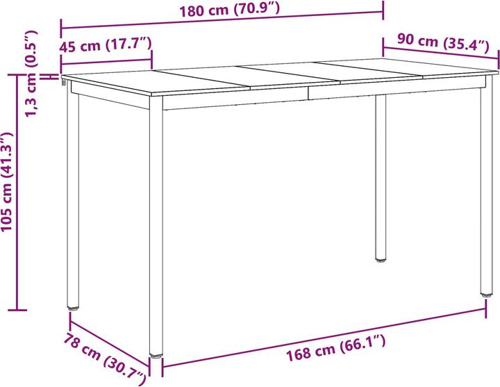 Produktbild vidaXL Esstisch (180 x 90 x 105 cm)