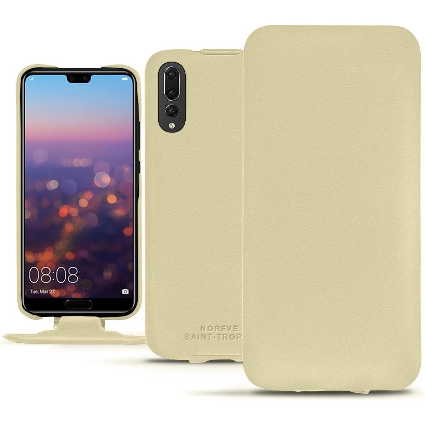 Noreve Lederschutzhülle vertikal (Huawei P20 Pro), Smartphone Hülle, Beige