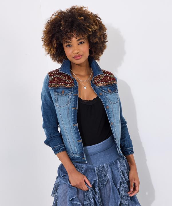 Actual product image Joe Browns LIMITED EDITION Customised Beaded Back Denim Jacket (40)