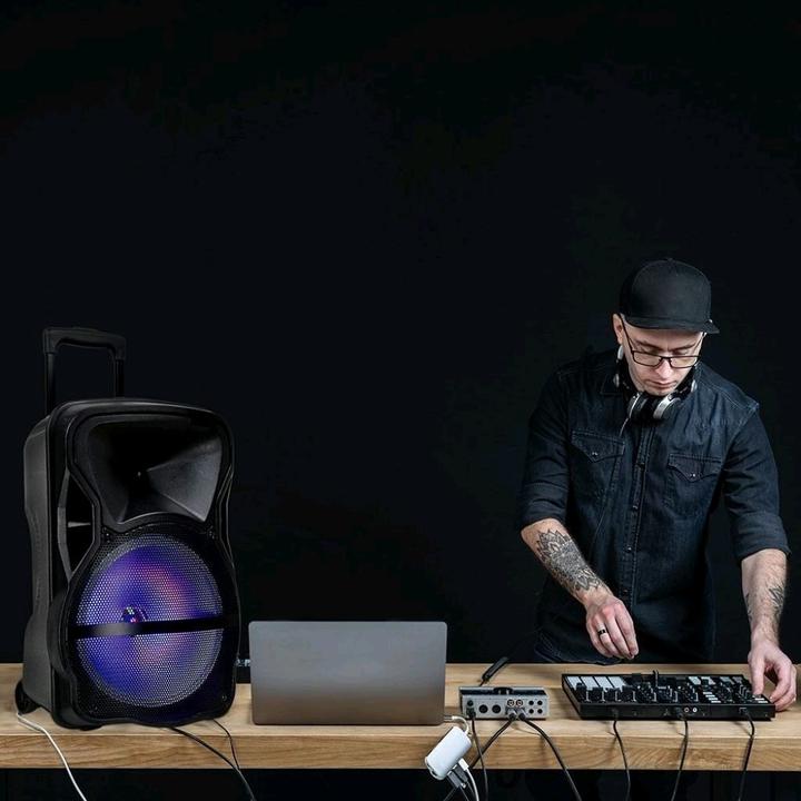 Actual product image V-TAC VT6315 50W Rechargeable Trolley Speaker Wireless Cable Microphone RF Control RGB 1