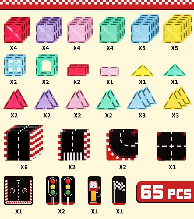 Image du produit Cooljoy 65-teiliges magnetisches Bausteine Set