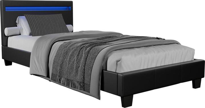 Actual product image Juskys LED upholstered bed Verona with slatted frame (90 x 200 cm)