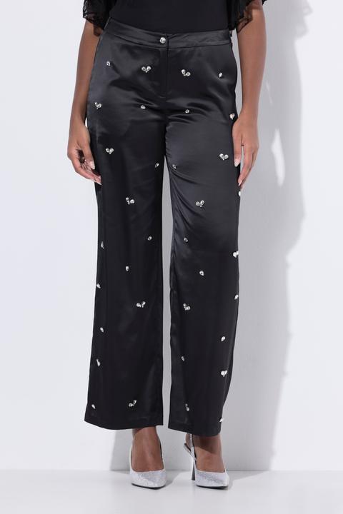 Image du produit Ulla Popken Pantalon Mary avec pierres fantaisie, jambe large et taille confortable (52)