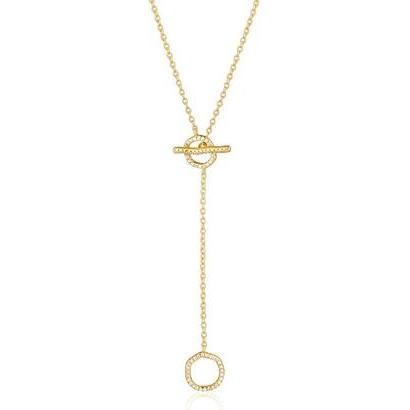 JVD, Halsschmuck, Charming gold-plated necklace with zircons SVLN0458X75GO45