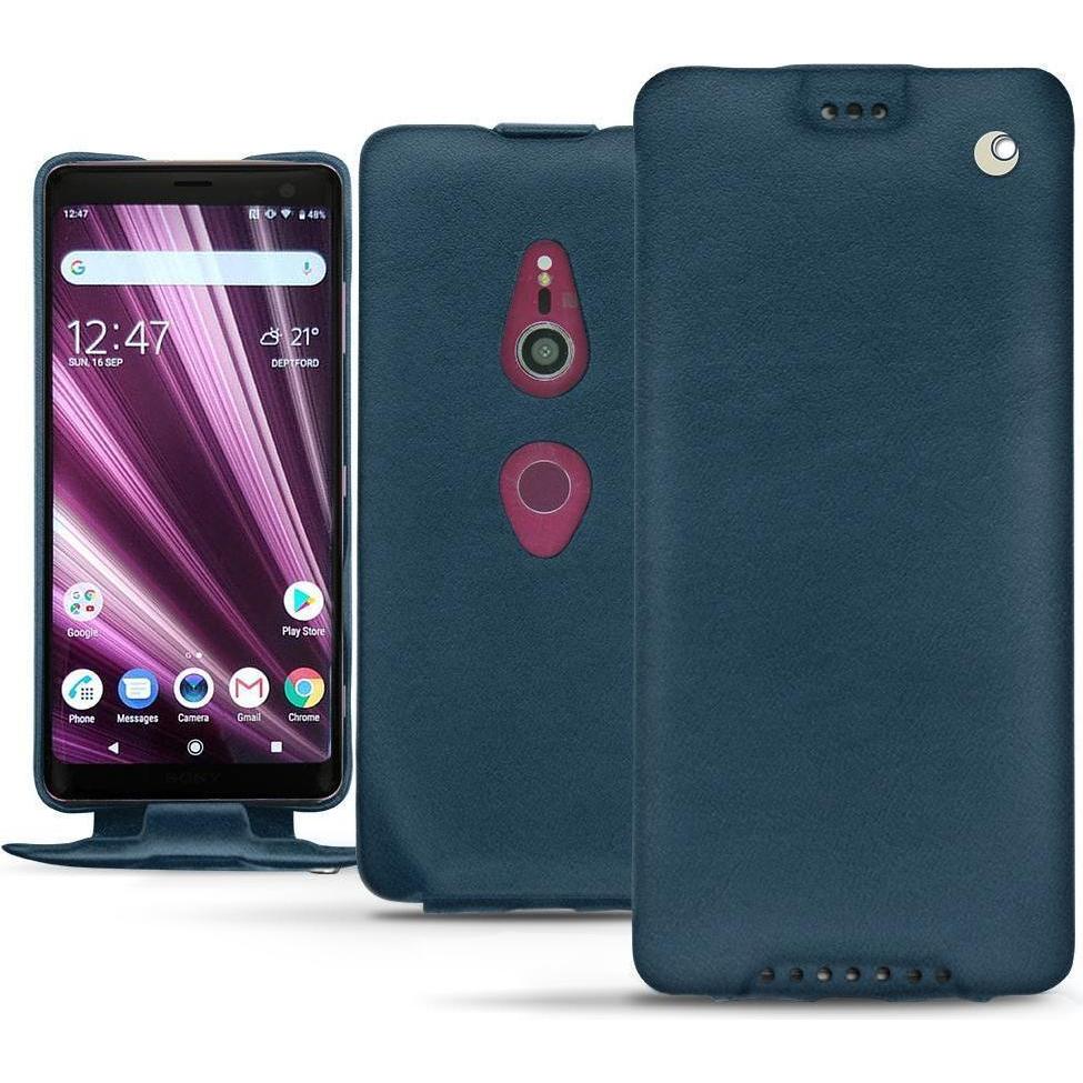 Noreve Lederschutzhülle vertikal (Sony Xperia XZ3), Smartphone Hülle, Blau