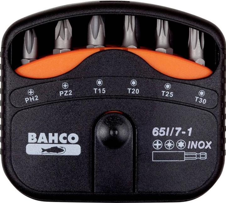 Actual product image Bahco 1/4" stainless steel bit set for Phillips, Pozidriv and TORX screws - 7 pieces (1/4")