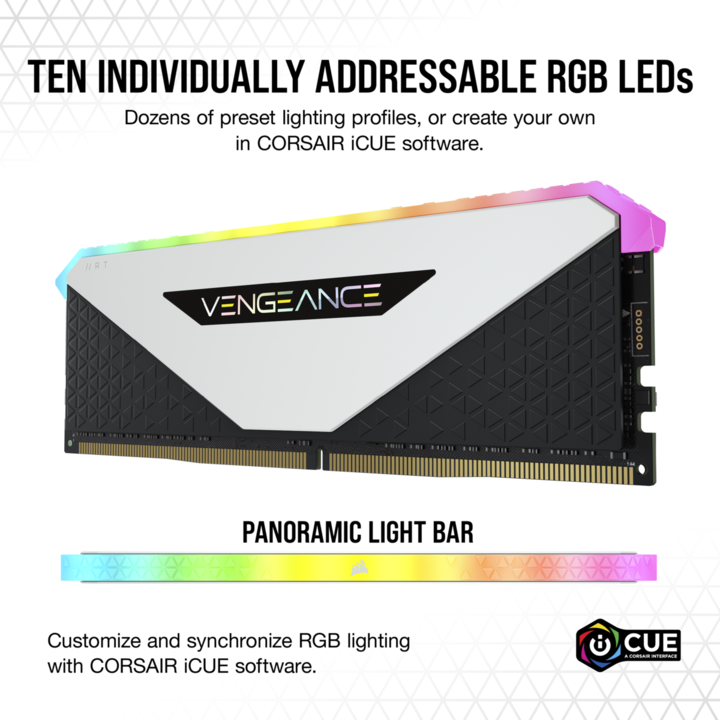 Image du produit Corsair Vengeance RGB RT (2 x 8GB, 3600 MHz, RAM DDR4, DIMM)