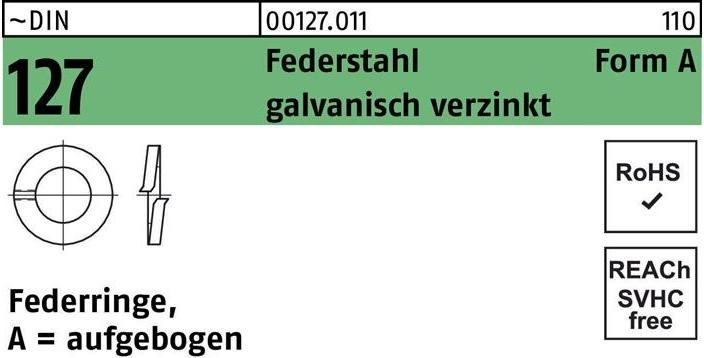 Produktbild Federring DIN 127 A 27 Federstahl galvanisch verzinkt