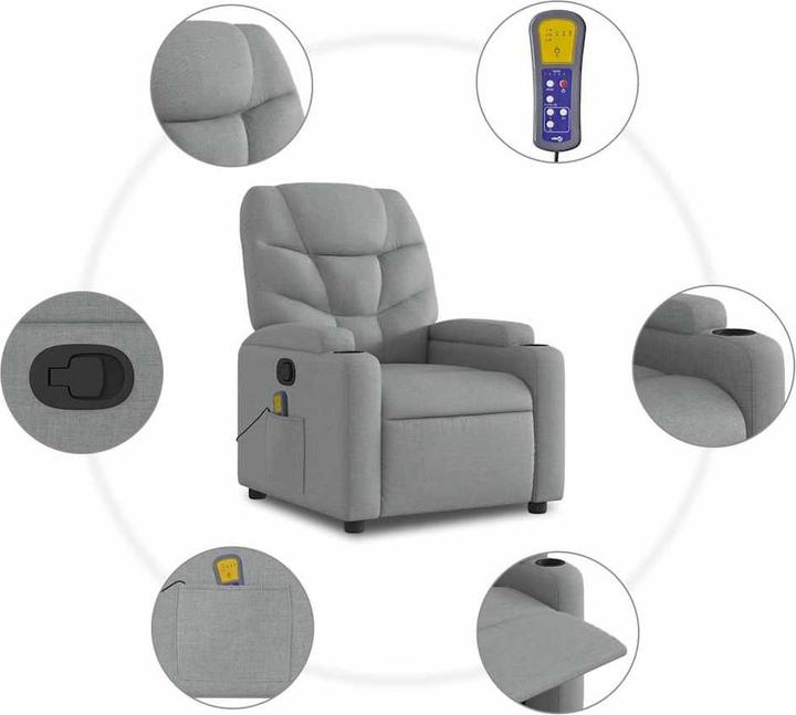 Immagine prodotto vidaXL Sedia da massaggio in tessuto grigio chiaro,Colore: Grigio chiaro,Materiale: Tessuto