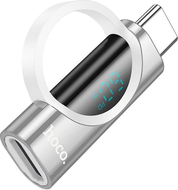 Hoco Cable adapter Type C (male) to Lightning (female) with digital display 3A 60W UA32A silver (Lightning, USB-A)