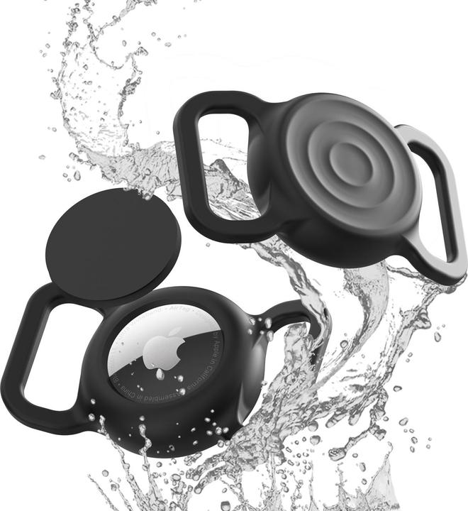 Actual product image Hurtel Wasserdichte AirTag-Silikonhülle für Hunde- oder Katzenhalsband – Schwarz