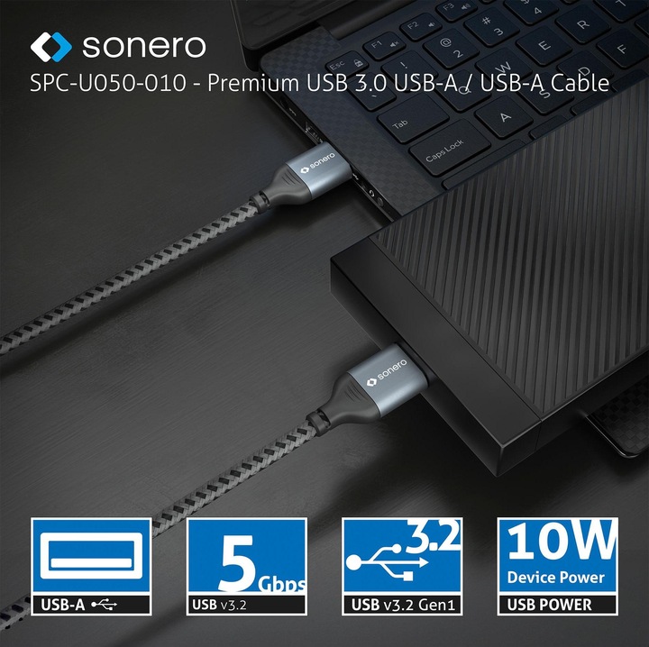 Produktbild Sonero USB 3.0-Kabel USB A - USB A 2 m (2 m, USB 3.2 Gen 1)