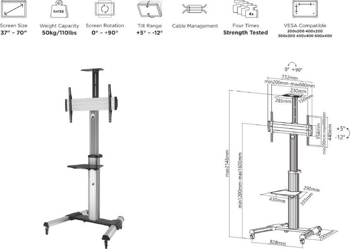 Immagine prodotto equip Carrello TV (70", 50 kg)