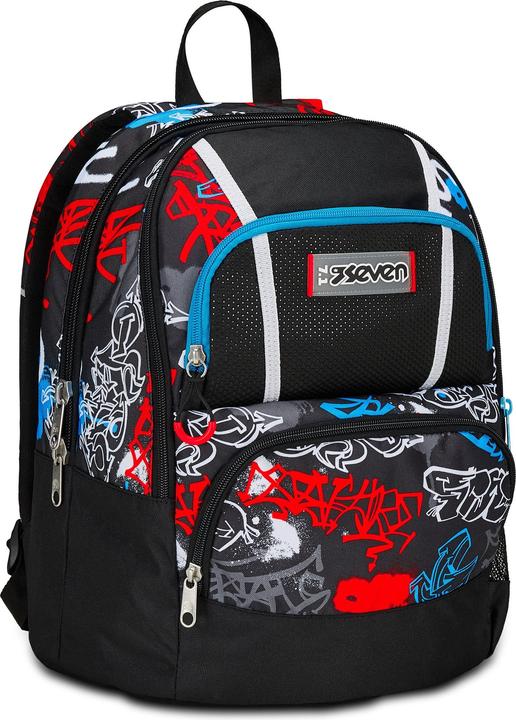 Actual product image Seven Adavanced Pockets Black Red School Backpack (33 l)