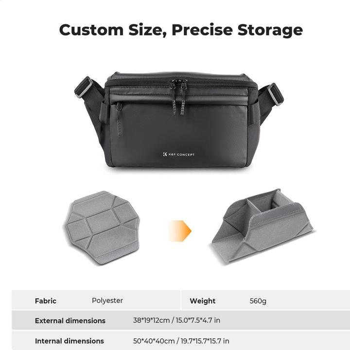 Actual product image K&F Concept Sling Bag 10L Urban Wander 13 (Black) (10 l)