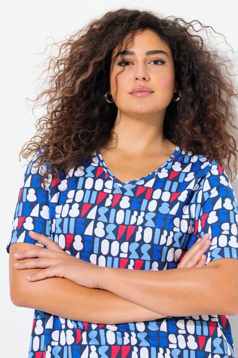 Produktbild Ulla Popken T-Shirt, Zahlen, A-Linie, V-Ausschnitt, Halbarm (46, 48)