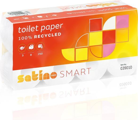Wepa 64xSatino Smart toilet paper 3-ply white - 1 bag of 8x8 rolls (8 pcs.)